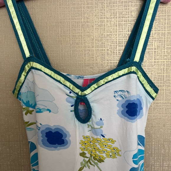 Charlotte Tarantola Floral Mini Dress - Blue, Yellow, Green - Picture 2 of 3